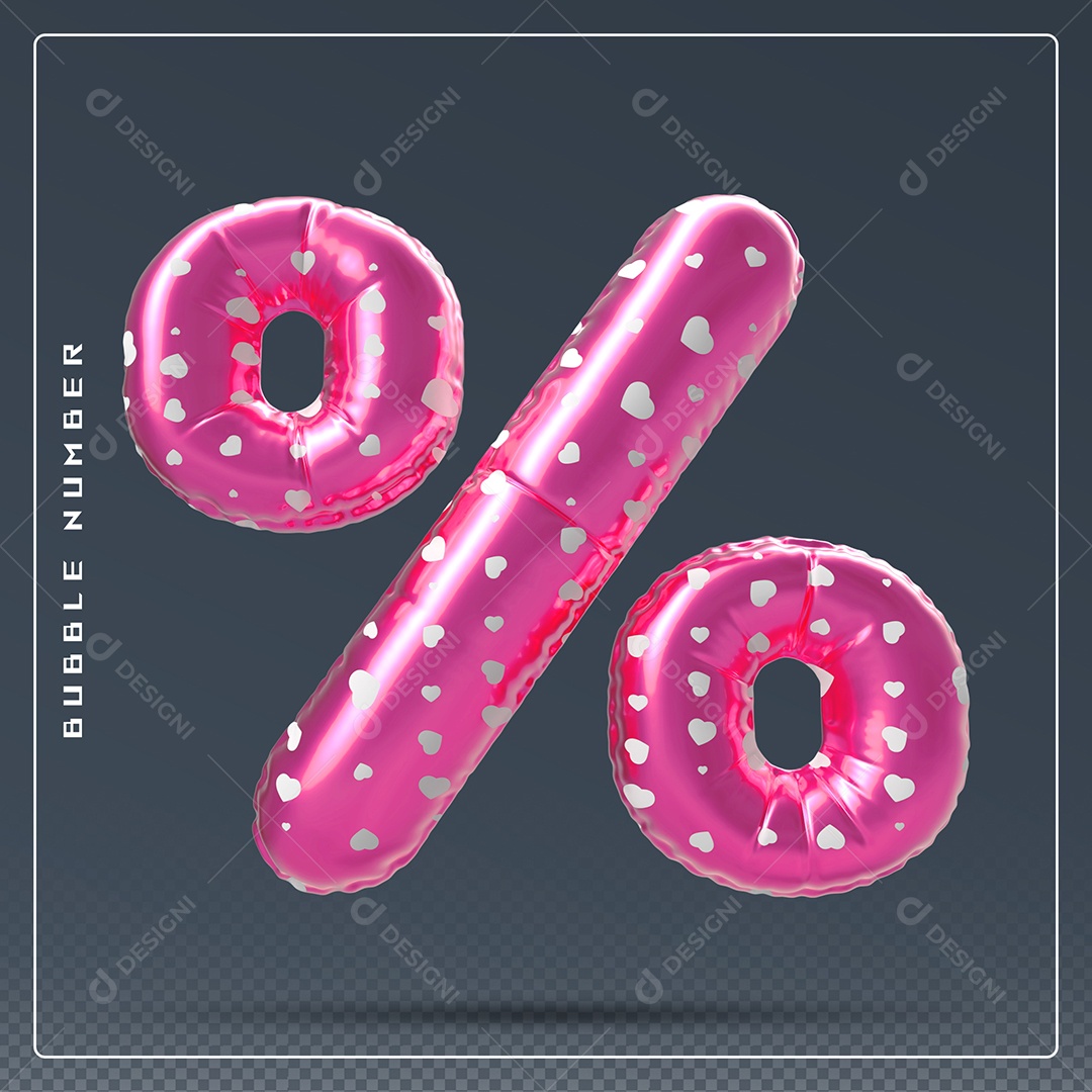 Elemento 3D % Símbolo De Porcentagem Rosa E Branco Para Composição PSD