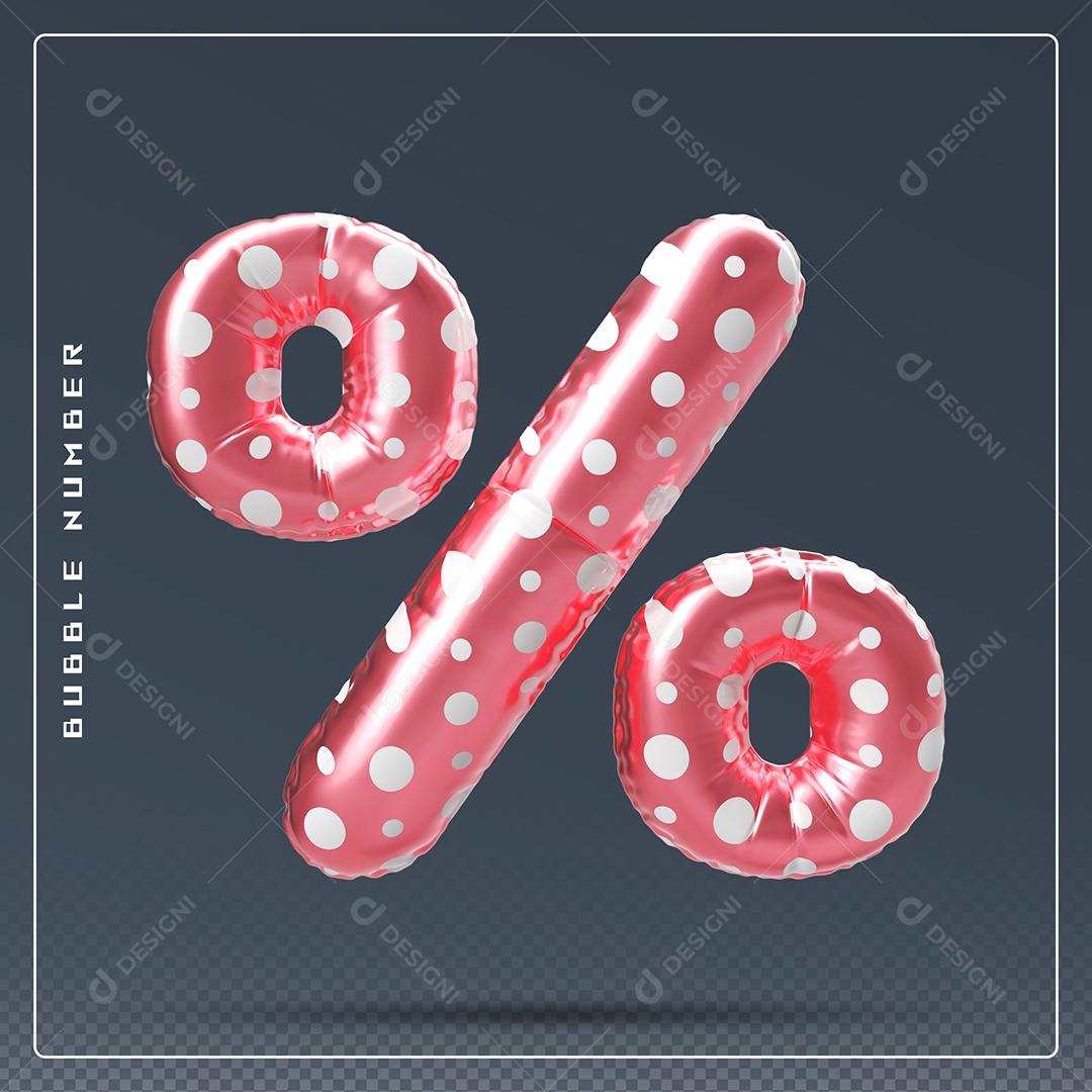 Elemento 3D % Símbolo De Porcentagem Vermelho E Branco Para Composição PSD