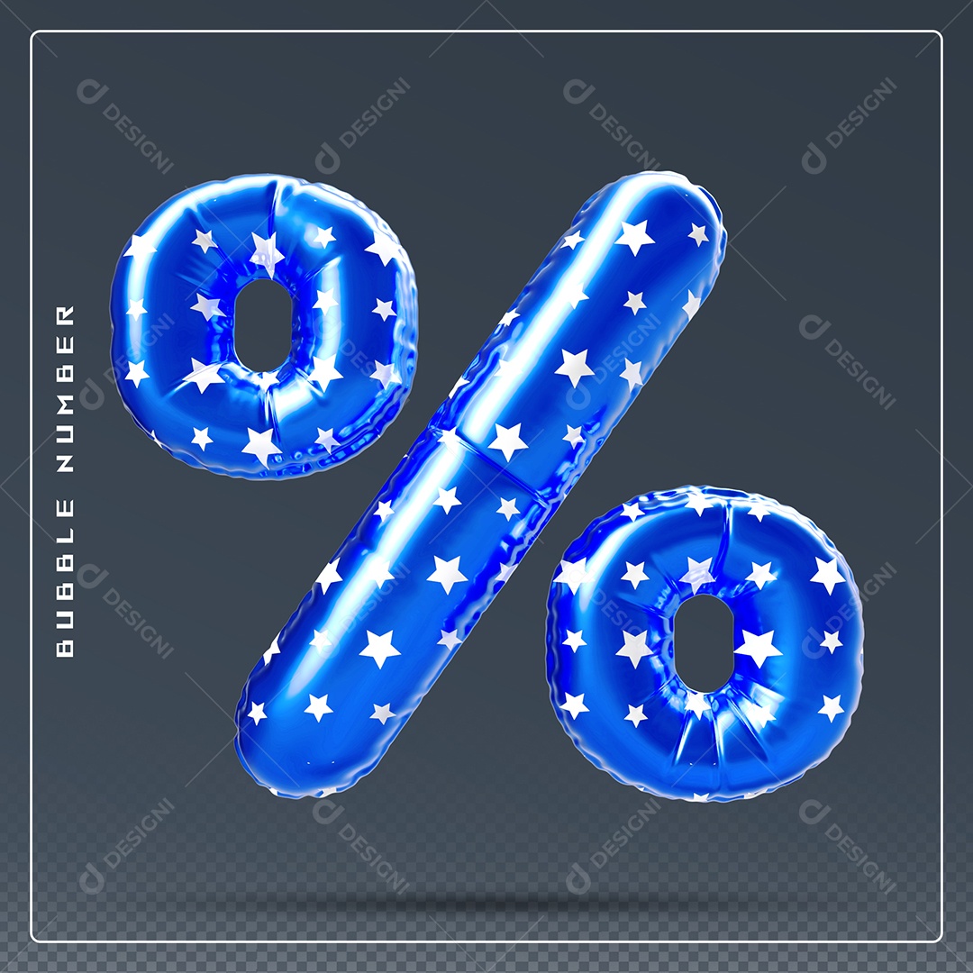 Elemento 3D % Símbolo De Porcentagem Azul E Branco Para Composição PSD