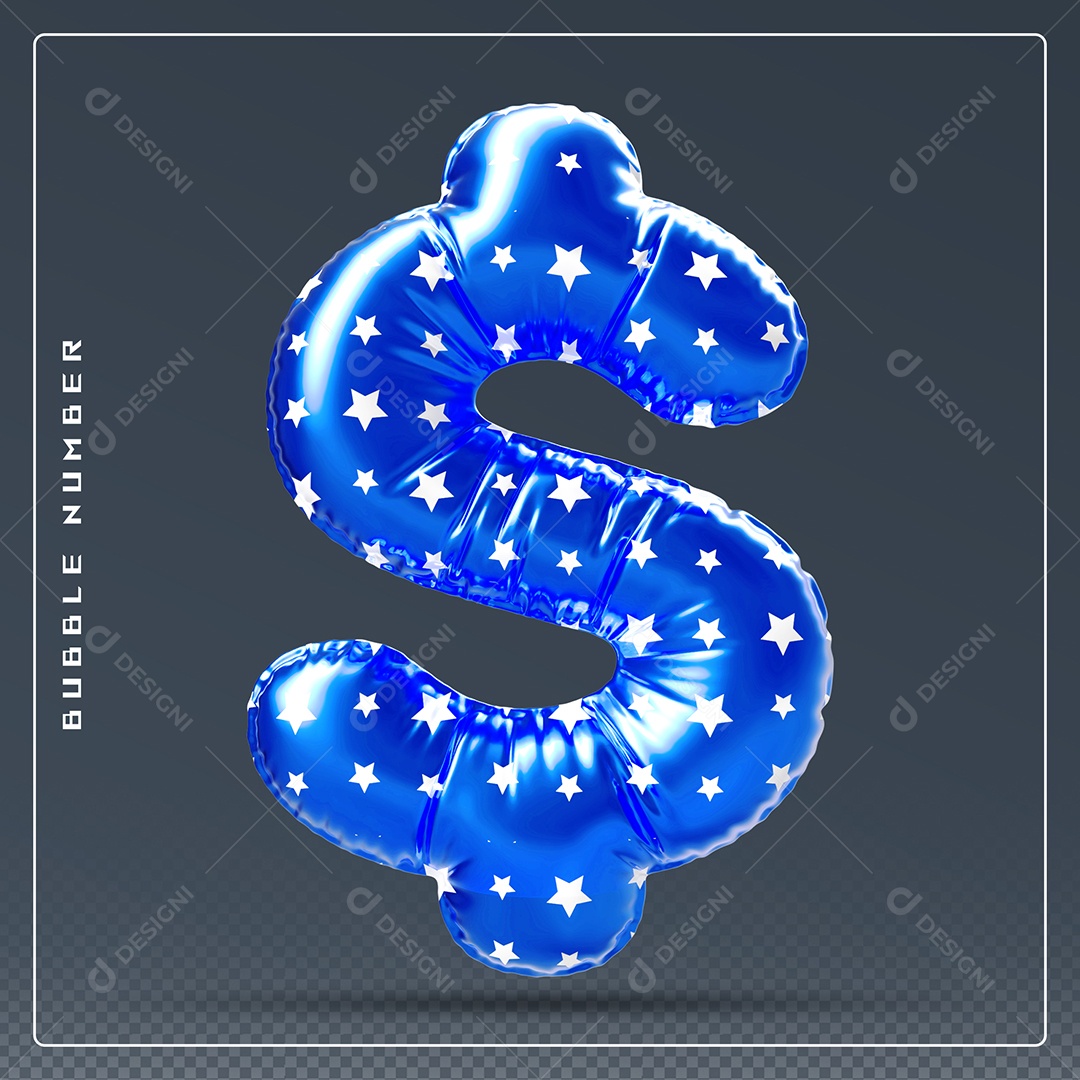 Elemento 3D Cifrão $ Azul E Branco para Composição PSD