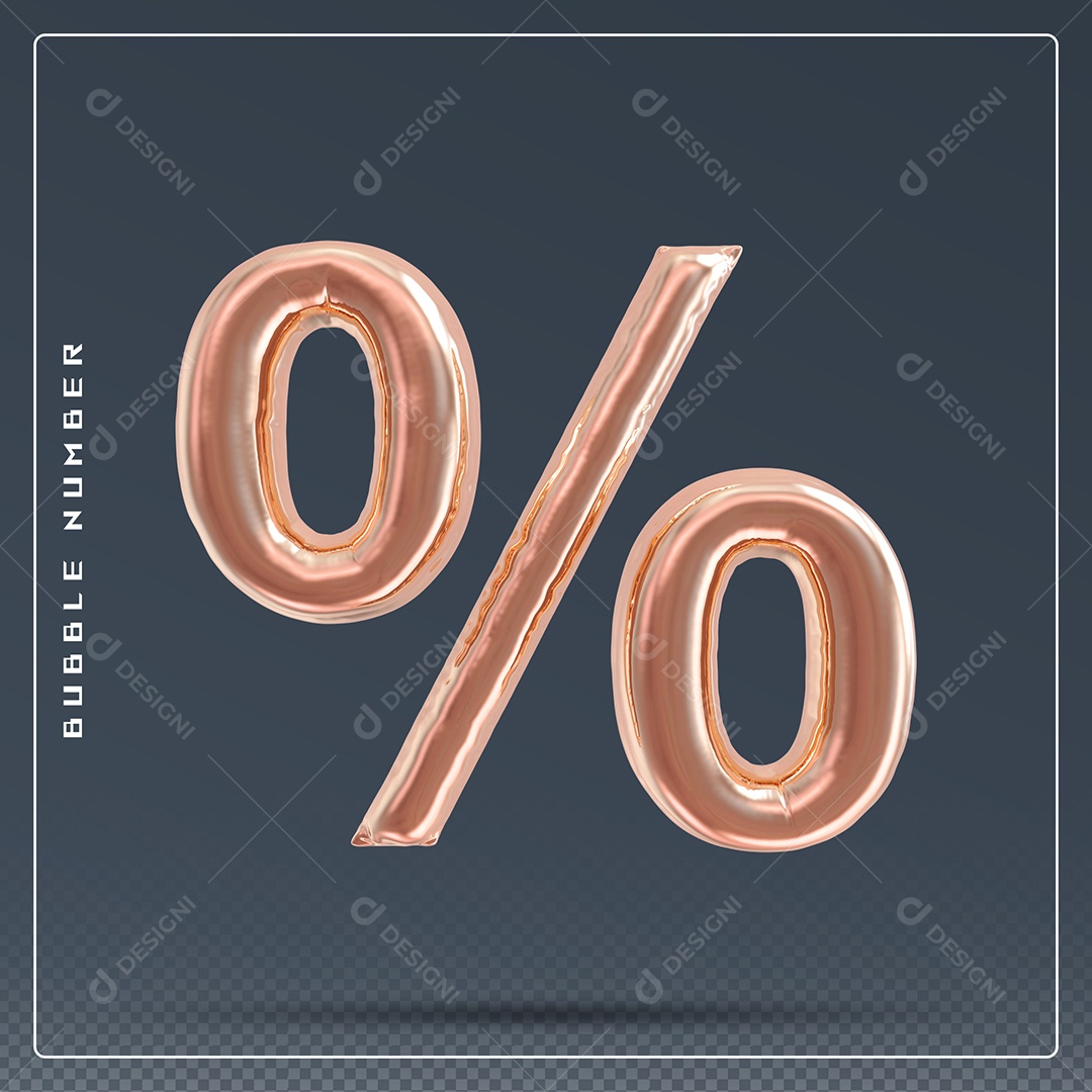 Elemento 3D % Símbolo De Porcentagem Dourado Para Composição PSD