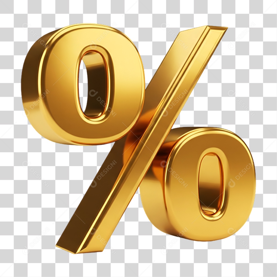 Ícone 3D Porcentagem % PNG Transparente