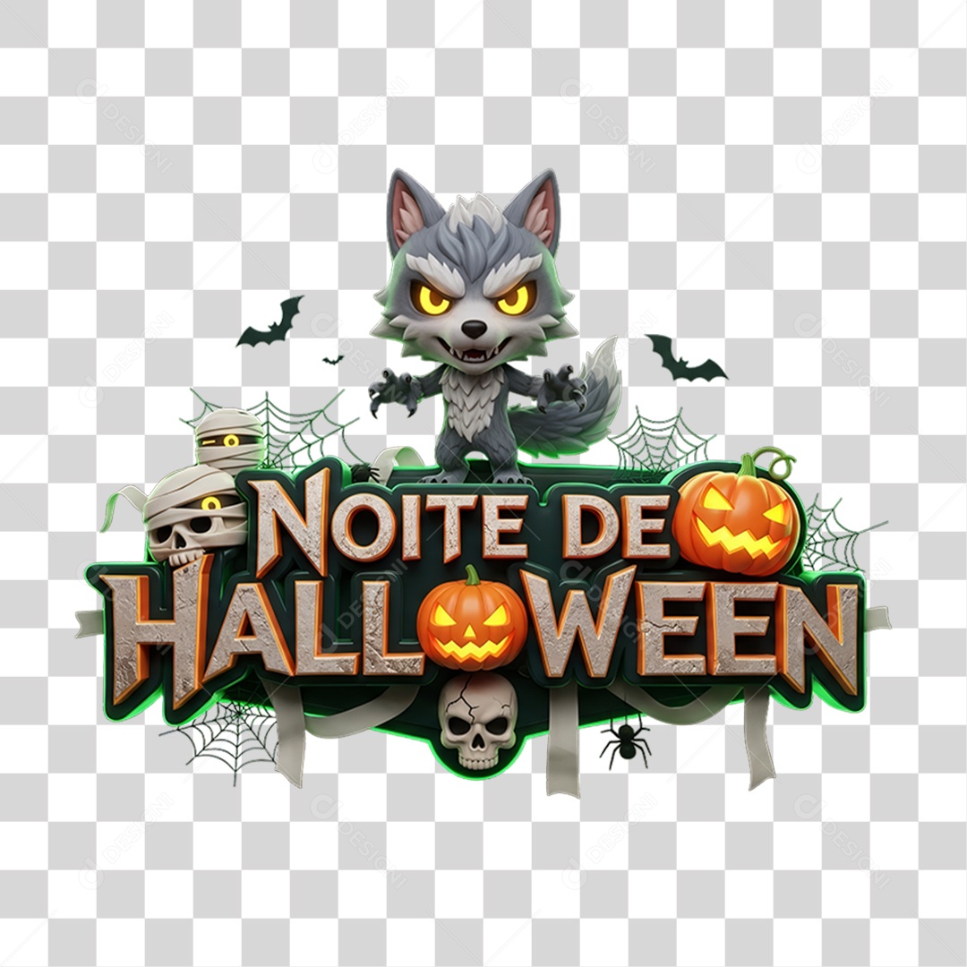 Selo 3D Noite de Halloween PNG Transparente