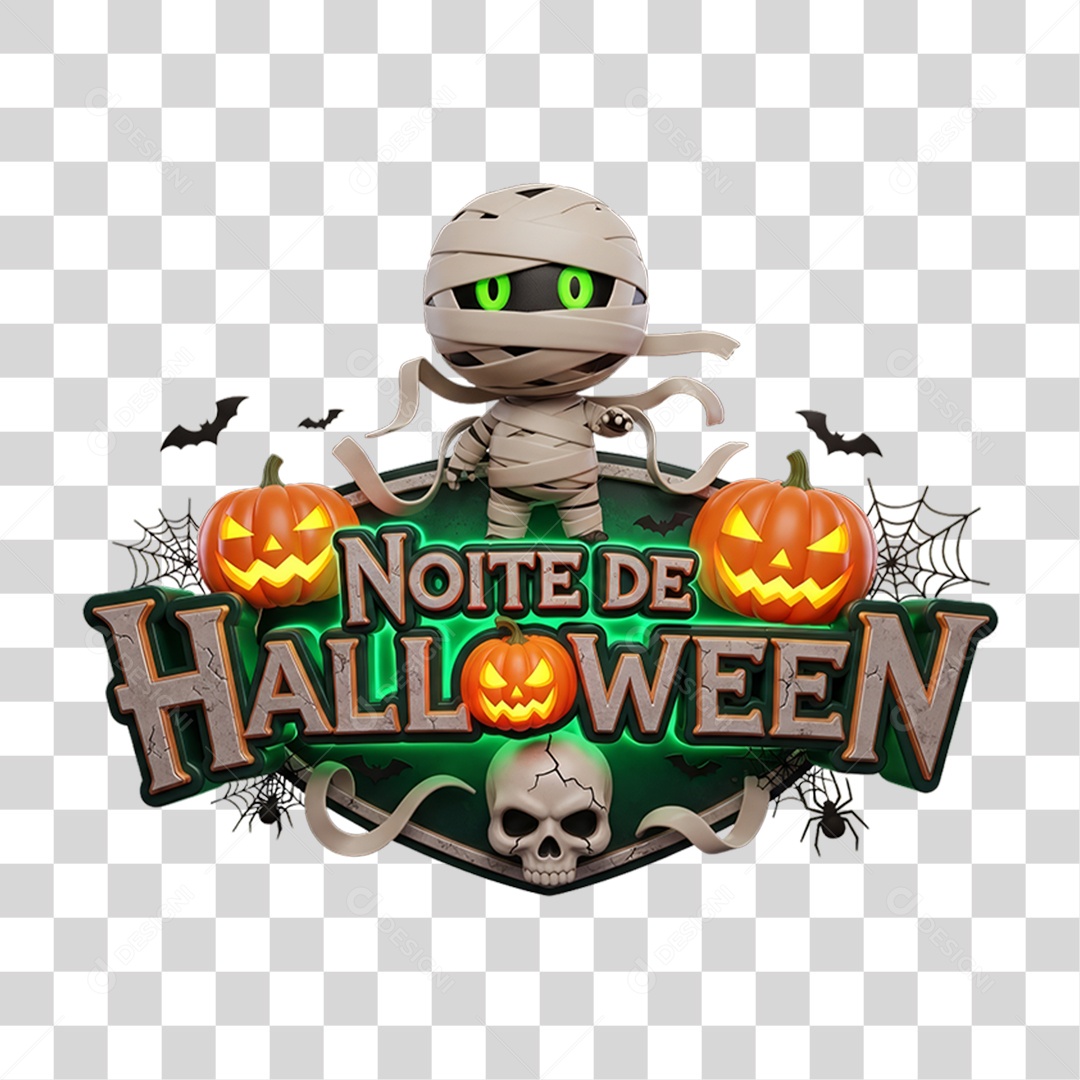 Selo 3D Noite de Halloween PNG Transparente