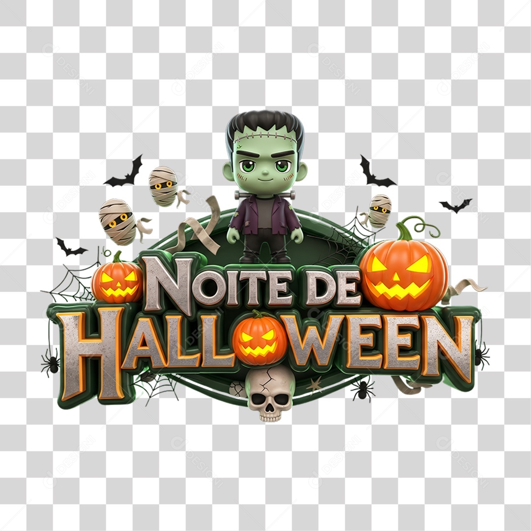 Selo 3D Noite de Halloween PNG Transparente