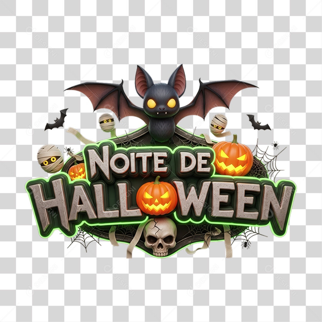 Selo 3D Noite de Halloween PNG Transparente