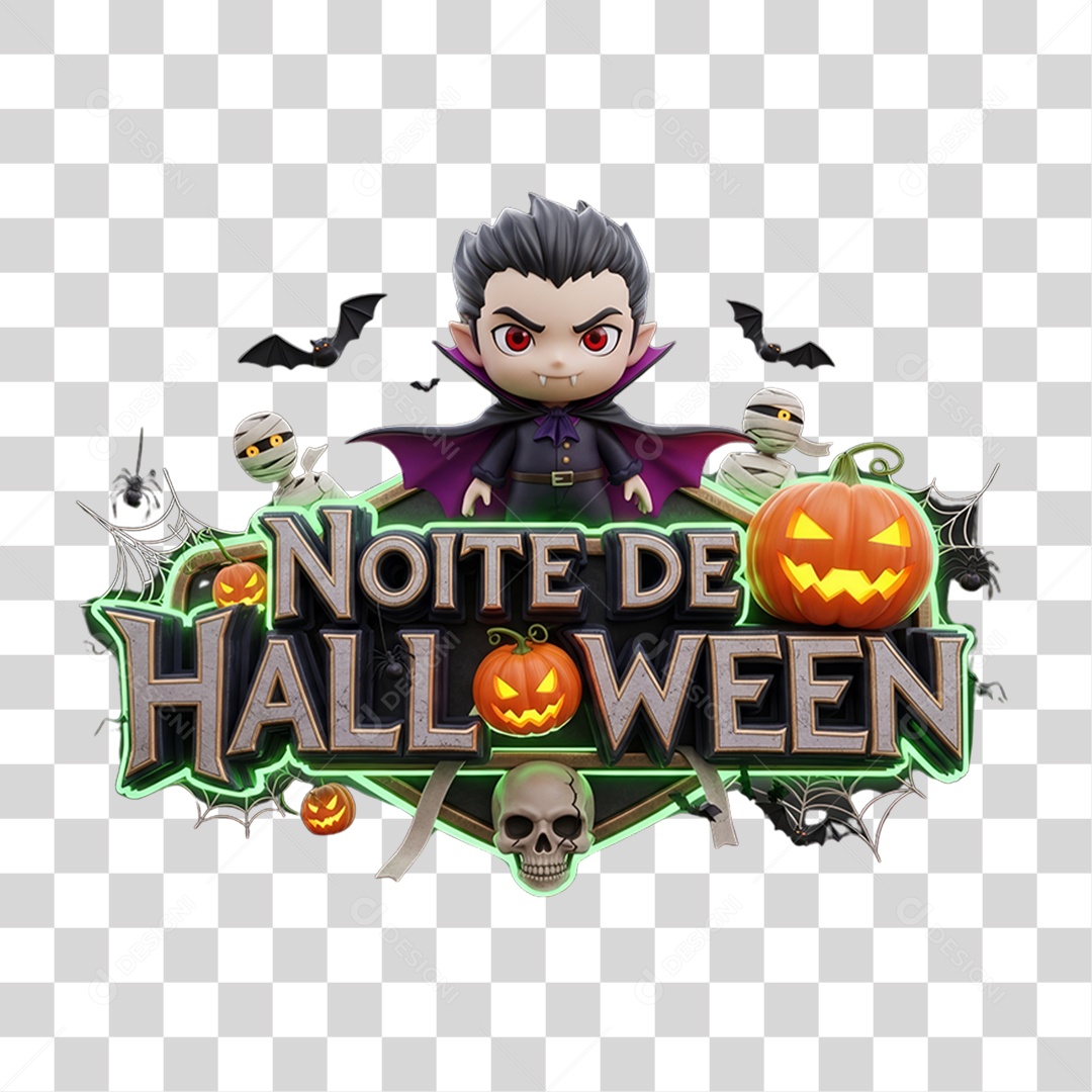 Selo 3D Noite de Halloween PNG Transparente