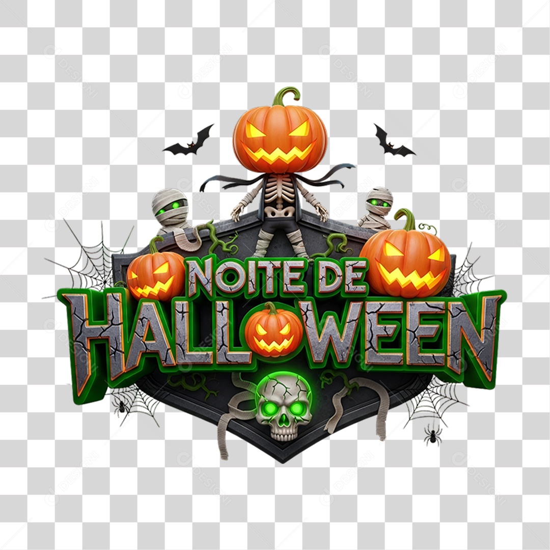 Selo 3D Noite de Halloween PNG Transparente