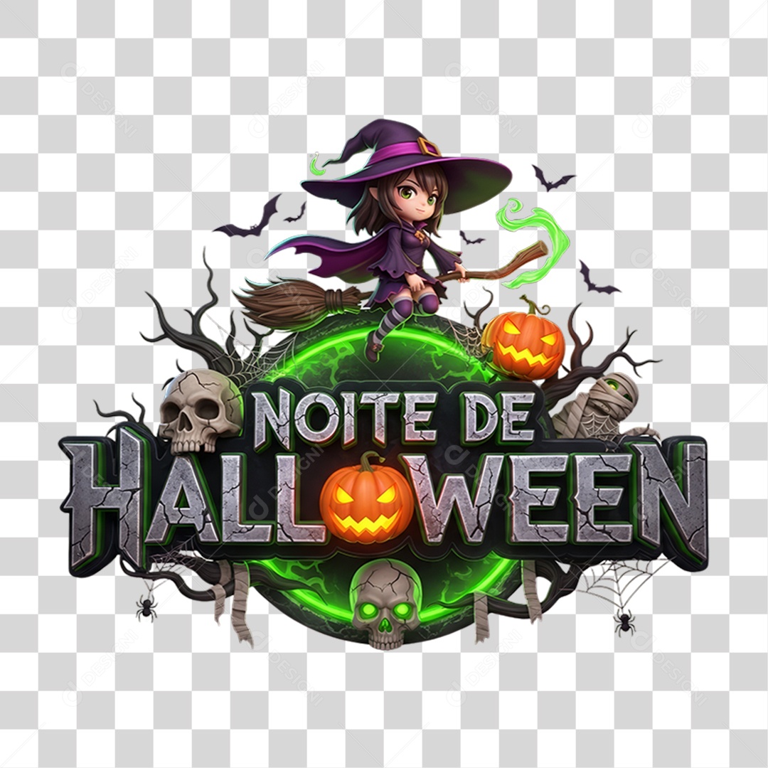 Selo 3D Noite de Halloween PNG Transparente