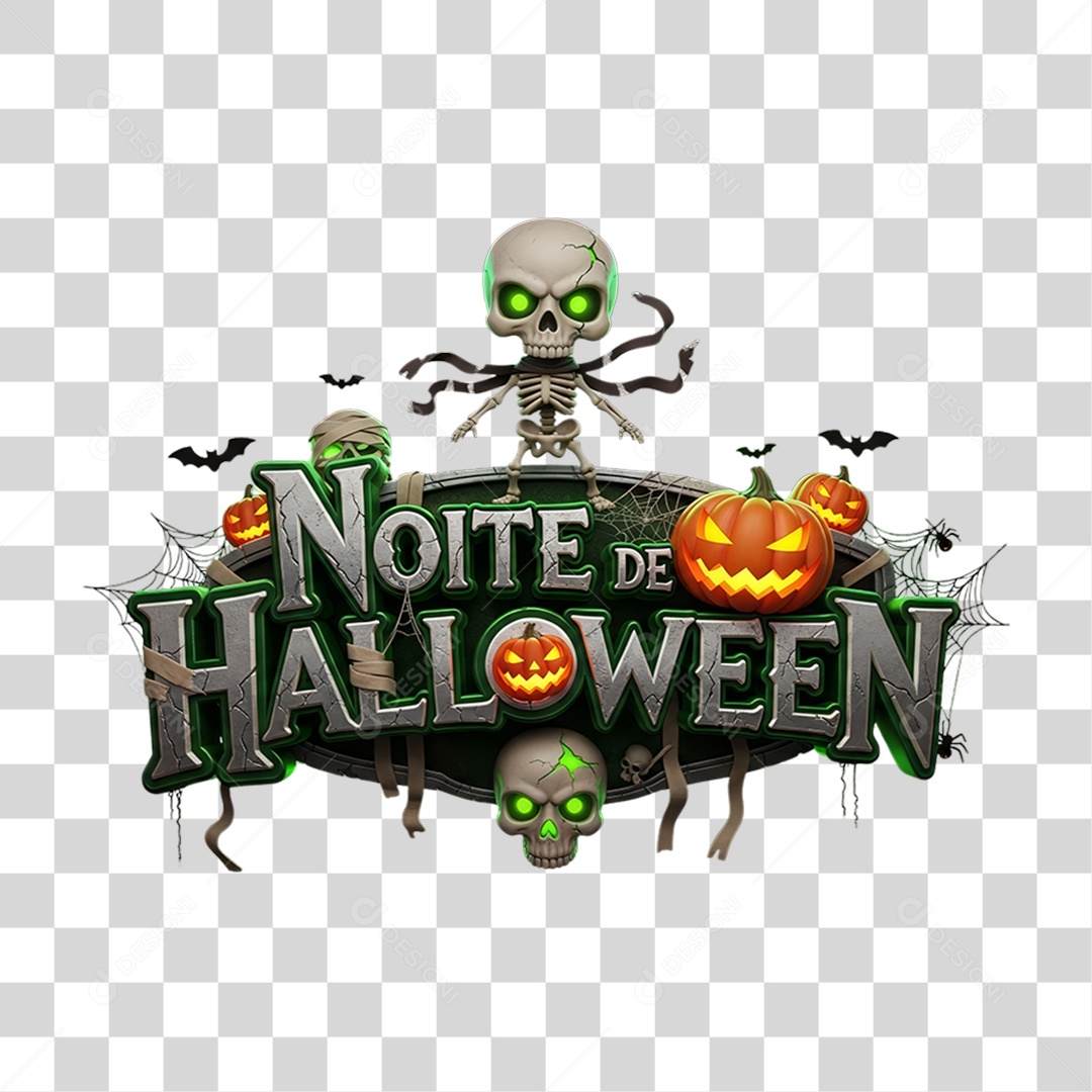 Selo 3D Noite do Halloween PNG Transparente