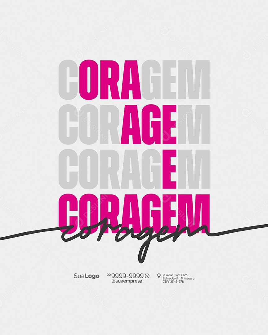 Frase Motivacional Coragem Social Media PSD Editável