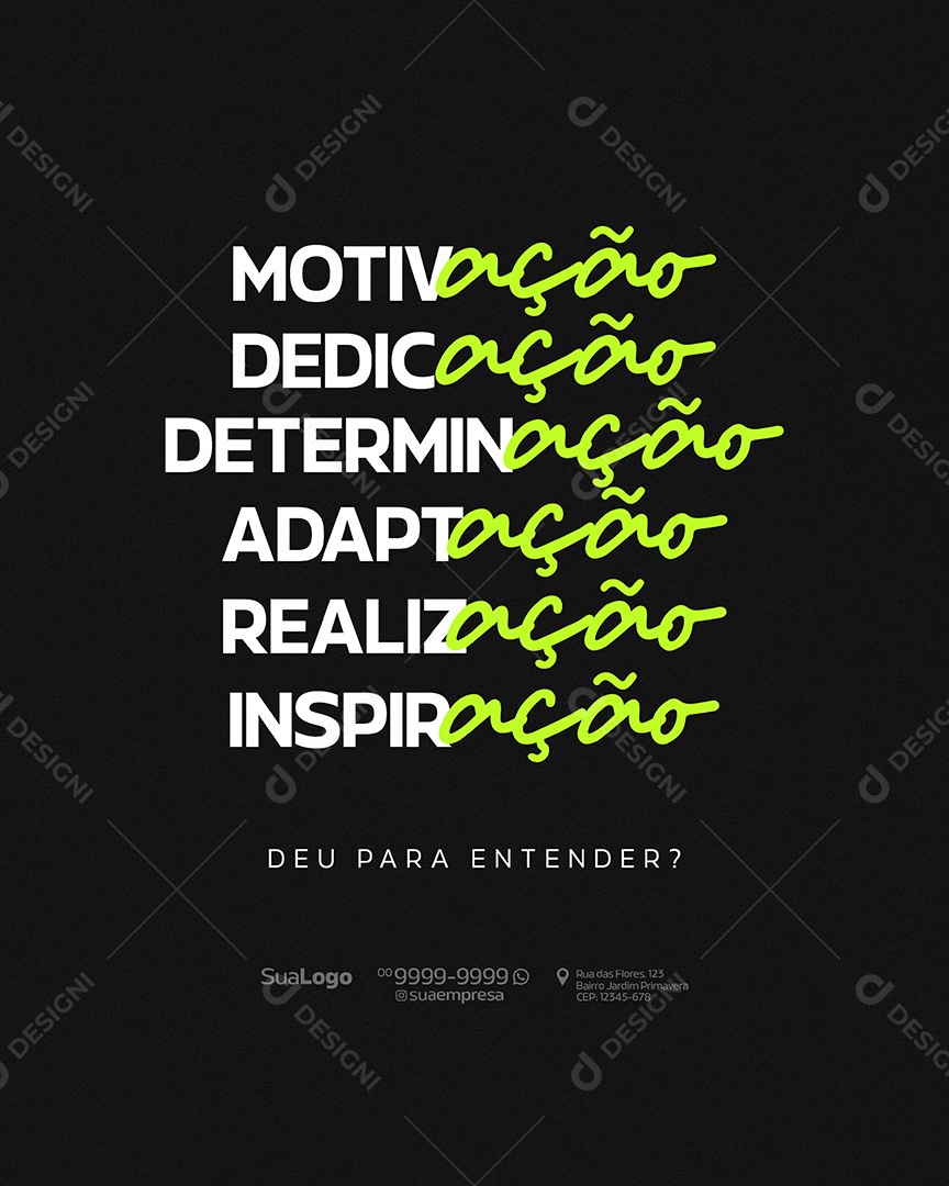 Frase Motivacional Motivação Dedicação Social Media PSD Editável