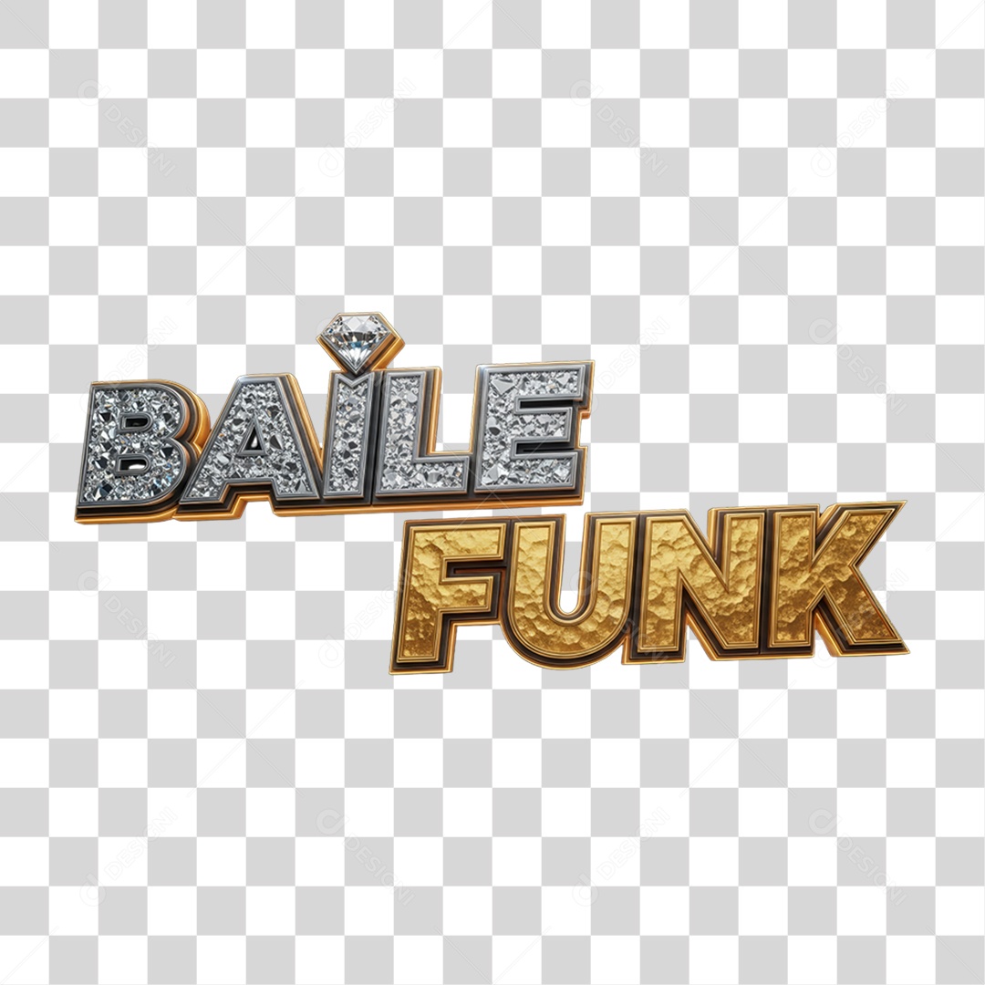 Texto 3D Baile Funk PNG Transparente