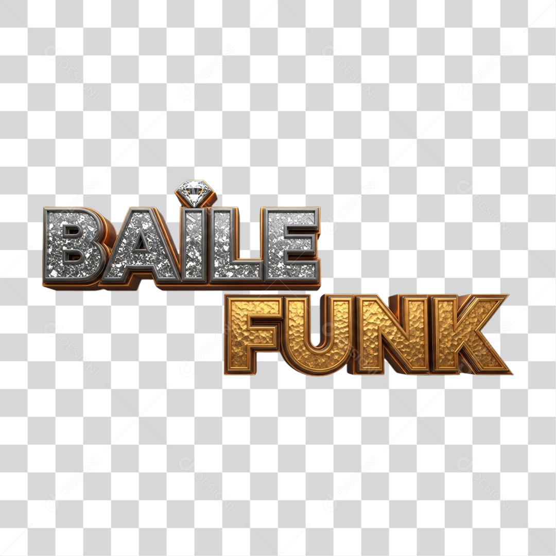 Texto 3D Baile Funk PNG Transparente