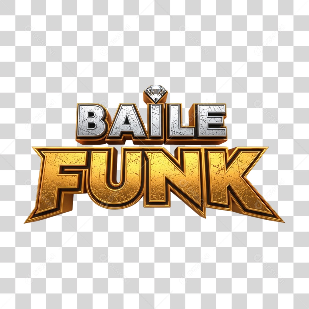 Texto 3D Baile Funk PNG Transparente