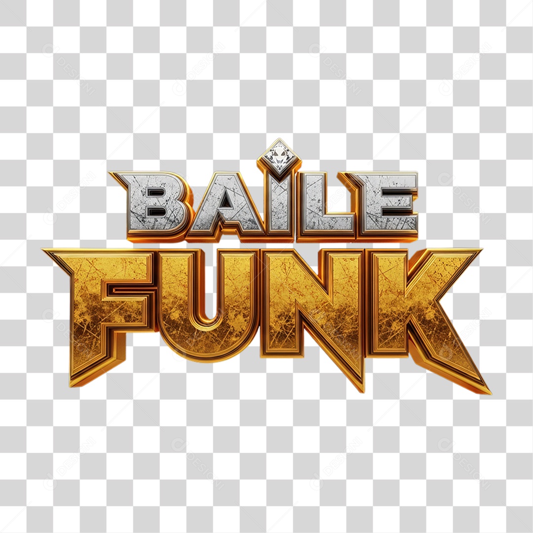 Texto 3D Baile Funk PNG Transparente