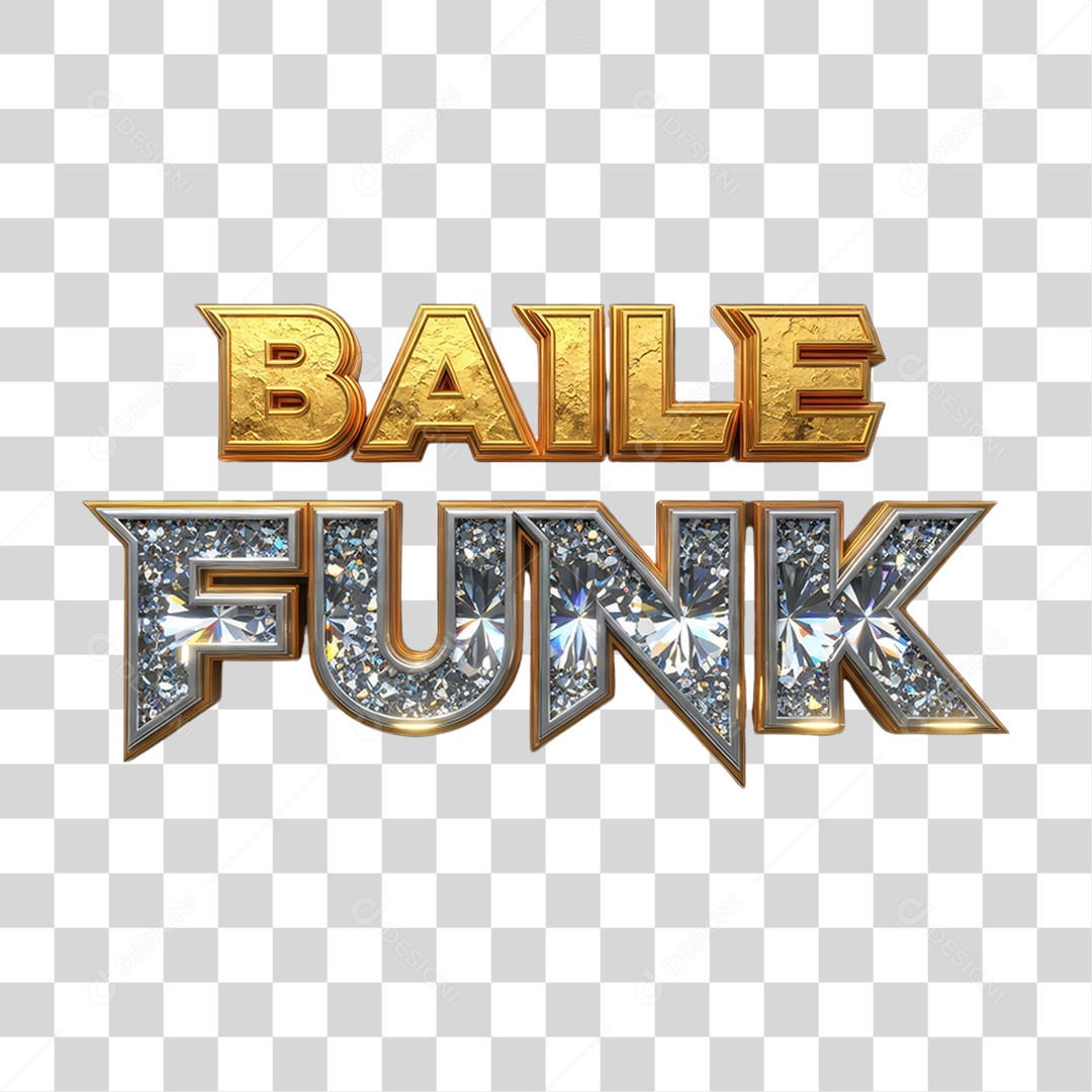 Texto 3D Baile Funk PNG Transparente