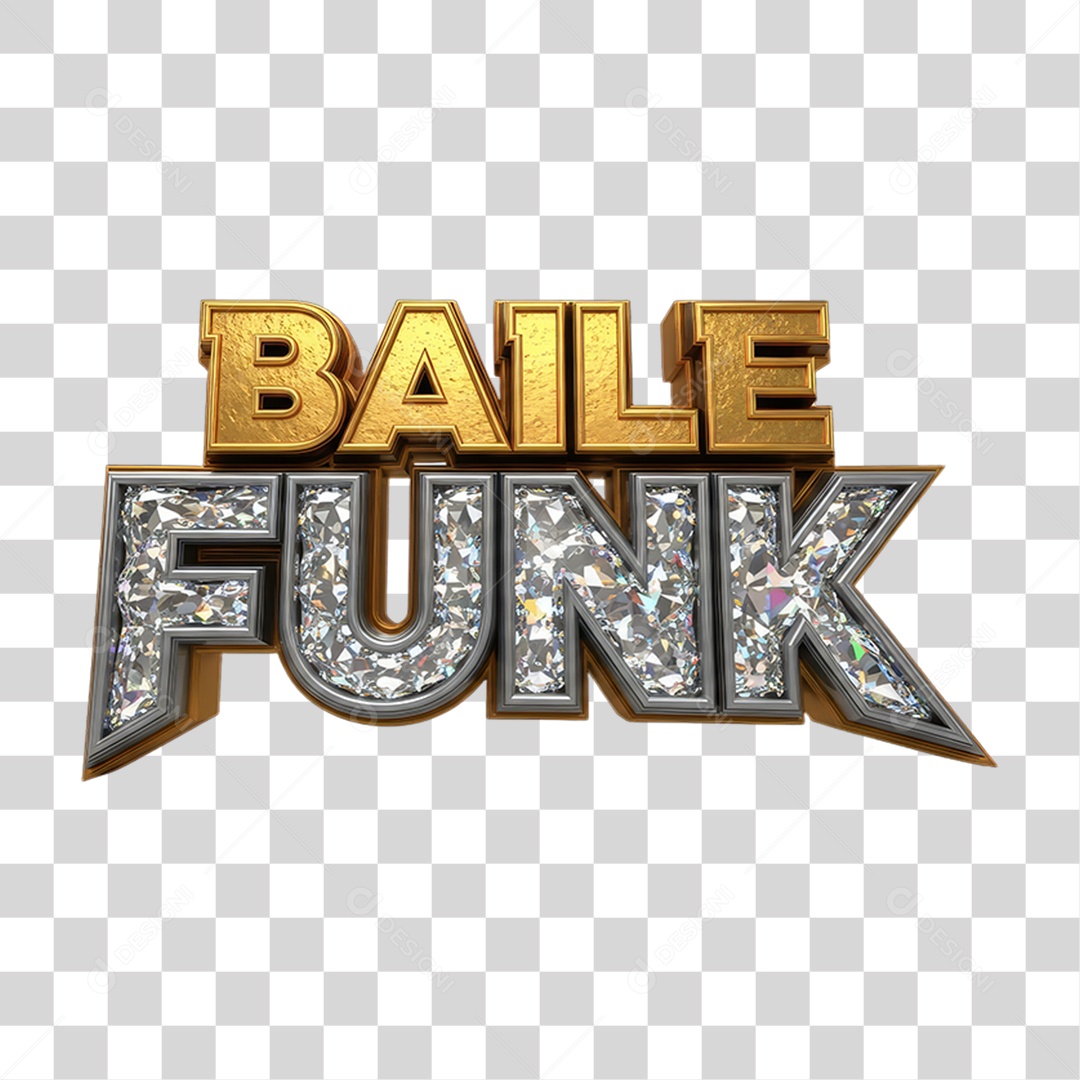 Texto 3D Baile Funk PNG Transparente