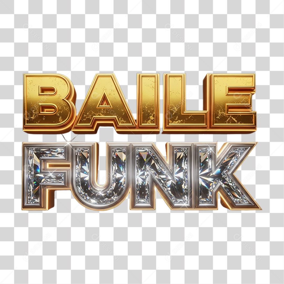 Texto 3D Baile Funk PNG Transparente