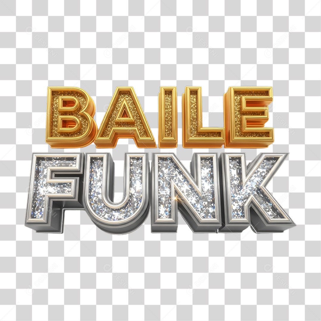 Texto 3D Baile Funk PNG Transparente