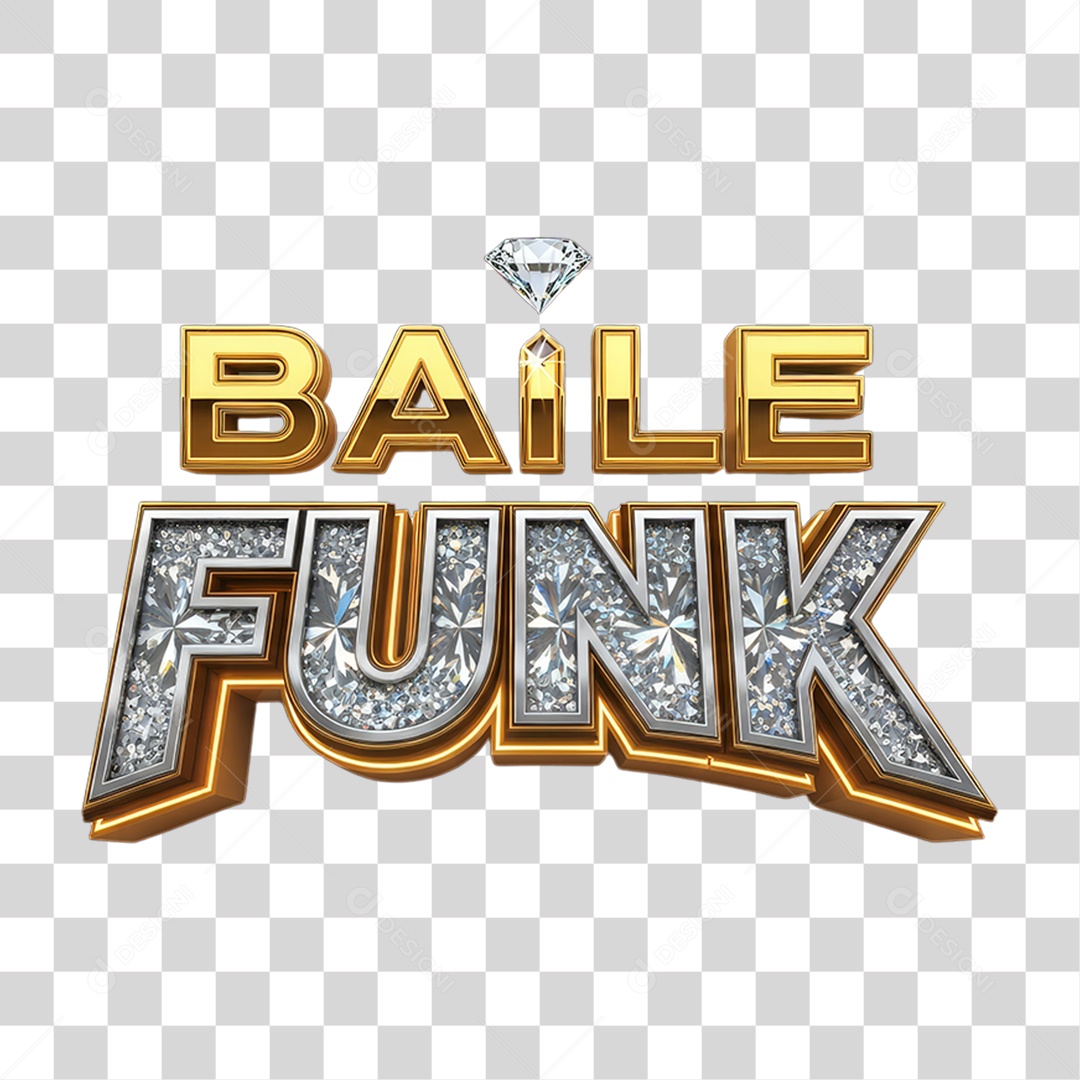 Texto 3D Baile Funk PNG Transparente