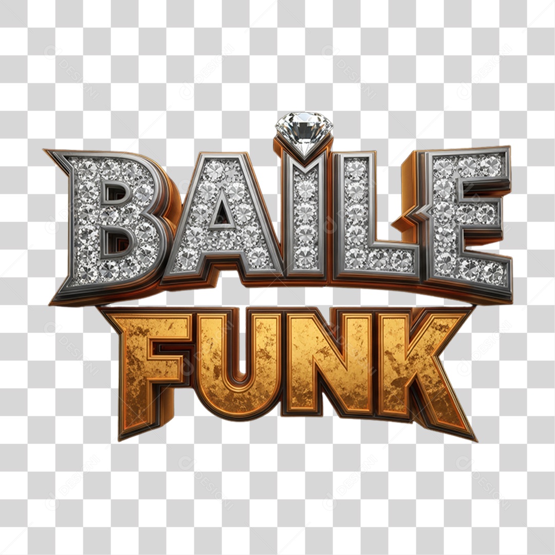 Texto 3D Baile Funk PNG Transparente