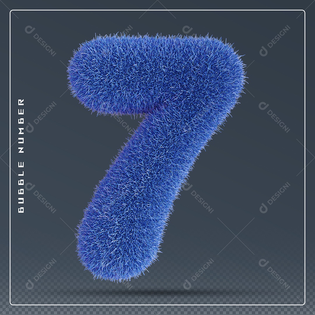 Elemento 3D Número 7 Azul para Composição PSD