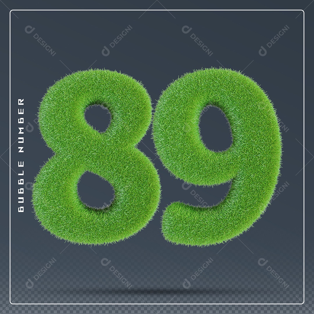 Elemento 3D Número 89 Verde para Composição PSD