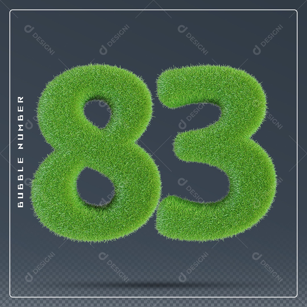 Elemento 3D Número 83 Verde para Composição PSD