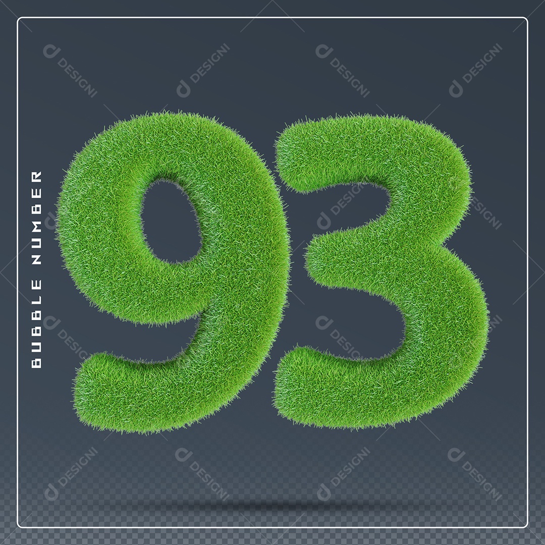 Elemento 3D Número 93 Verde para Composição PSD