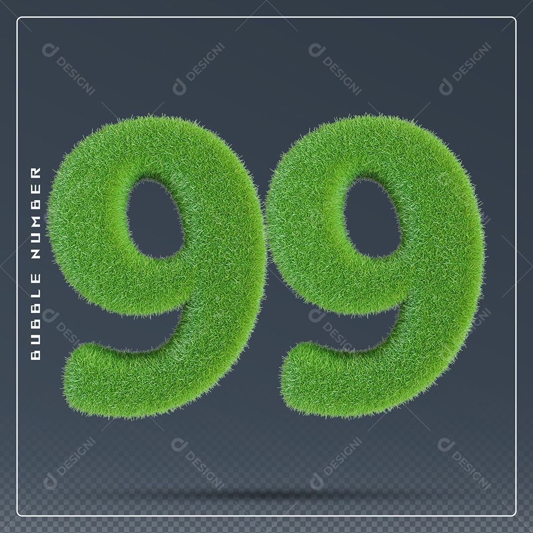 Elemento 3D Número 99 Verde para Composição PSD