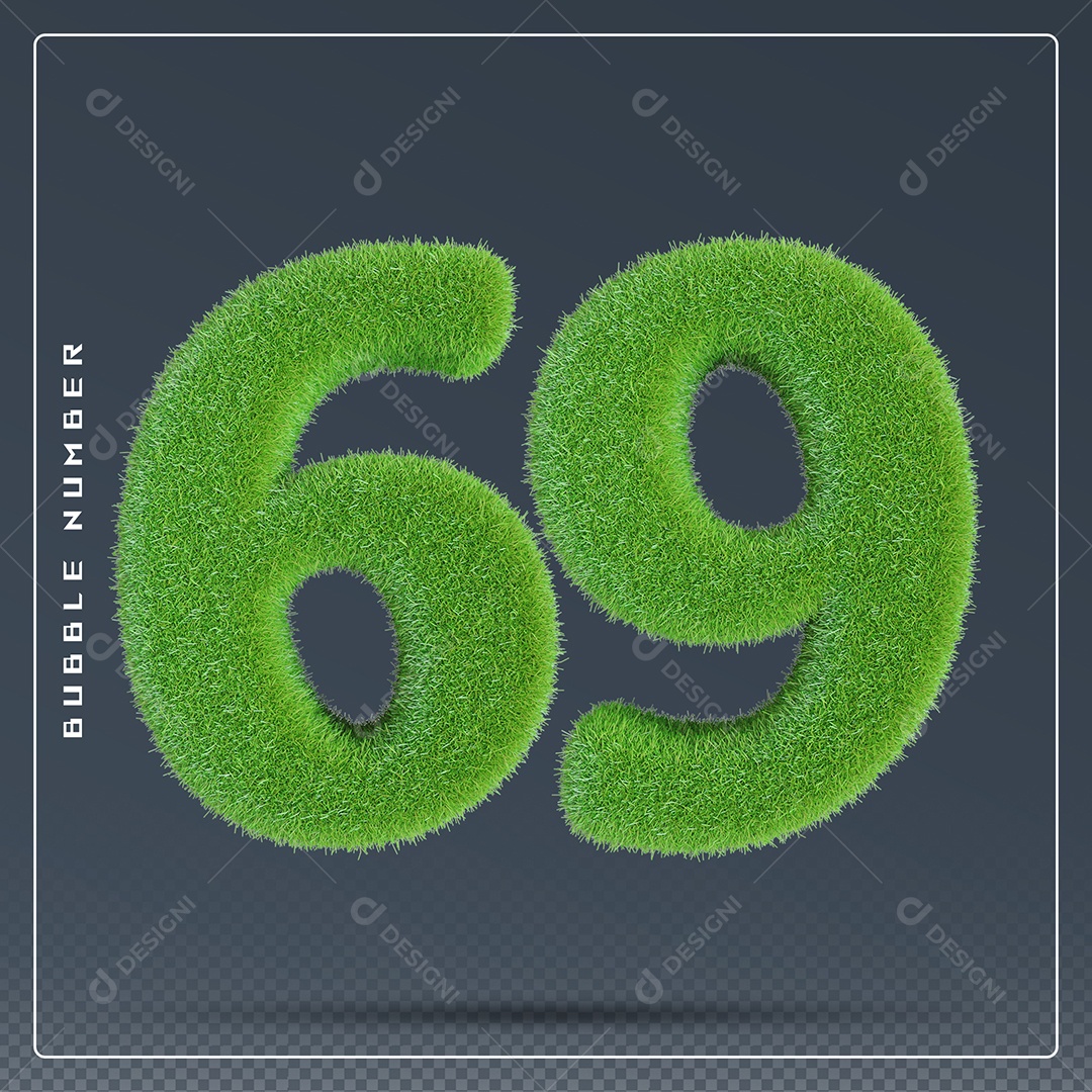 Elemento 3D Número 6 Verde para Composição PSD