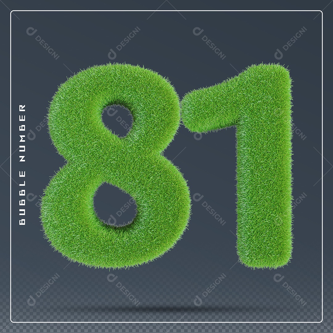 Elemento 3D Número 81 Verde para Composição PSD