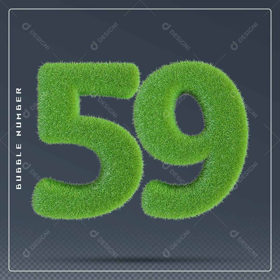 Elemento 3D Número 59 Verde para Composição PSD