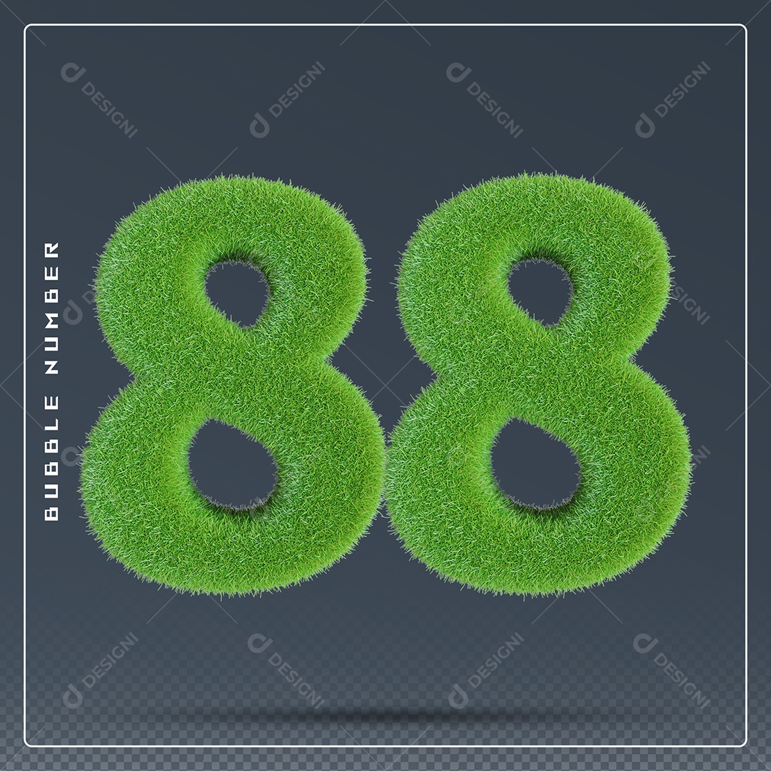 Elemento 3D Número 88 Verde para Composição PSD
