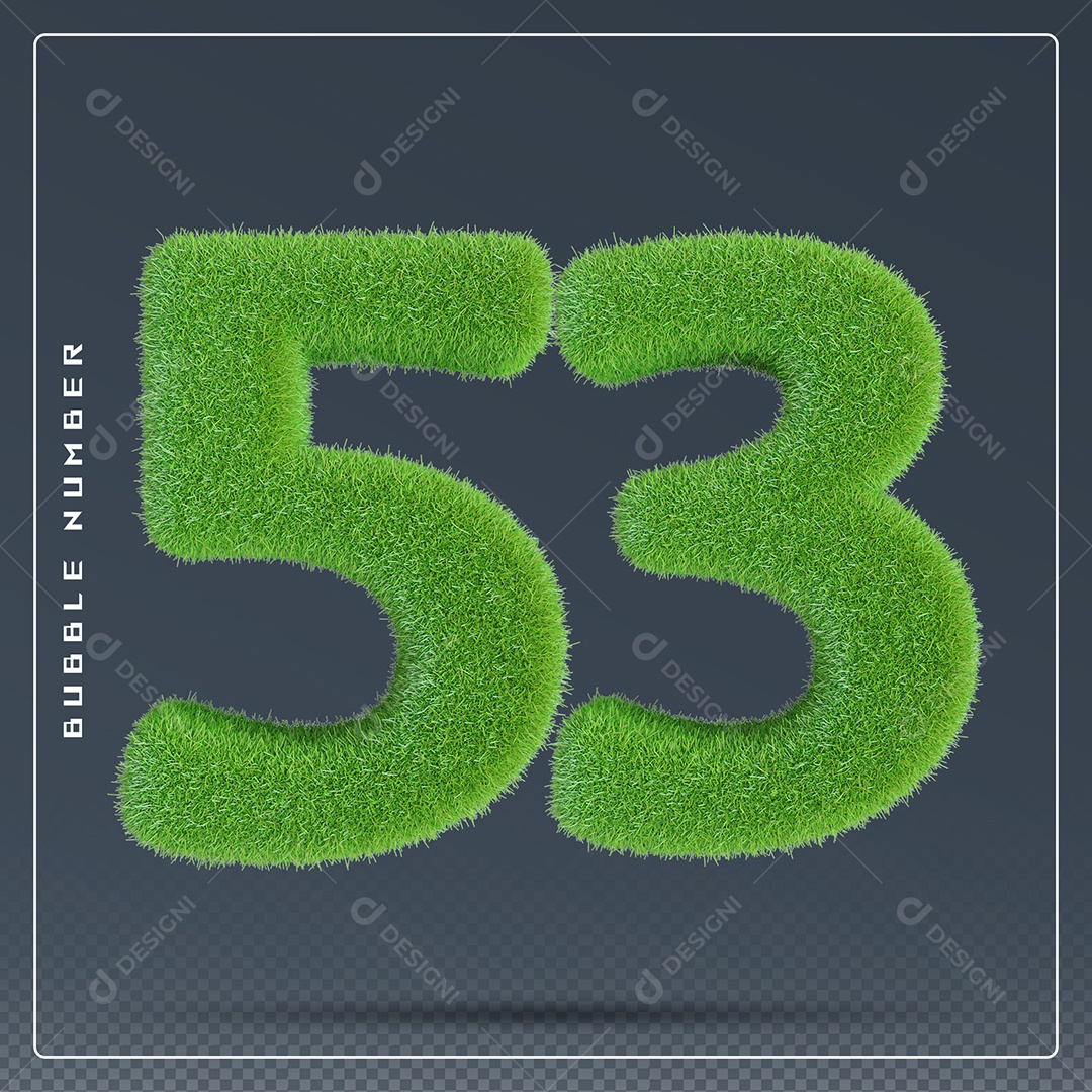 Elemento 3D Número 53 Verde para Composição PSD