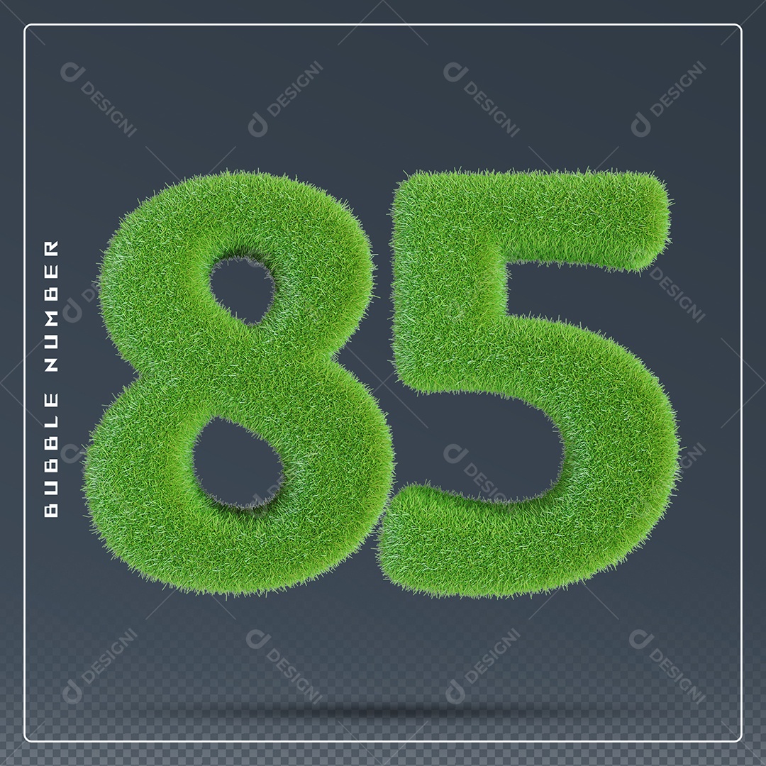 Elemento 3D Número 85 Verde para Composição PSD