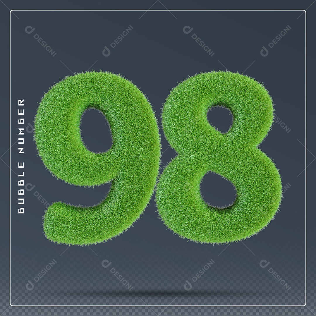 Elemento 3D Número 98 Verde para Composição PSD