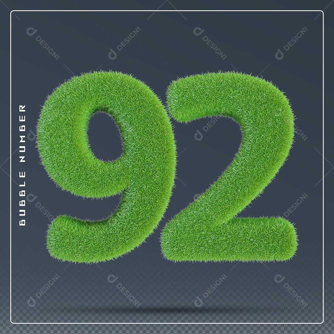 Elemento 3D Número 92 Verde para Composição PSD