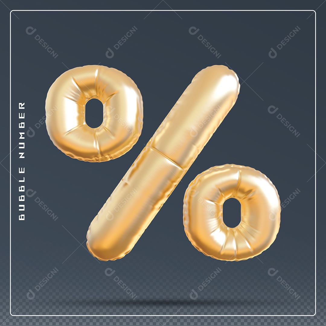 Elemento 3D % Símbolo De Porcentagem Dourado Para Composição PSD