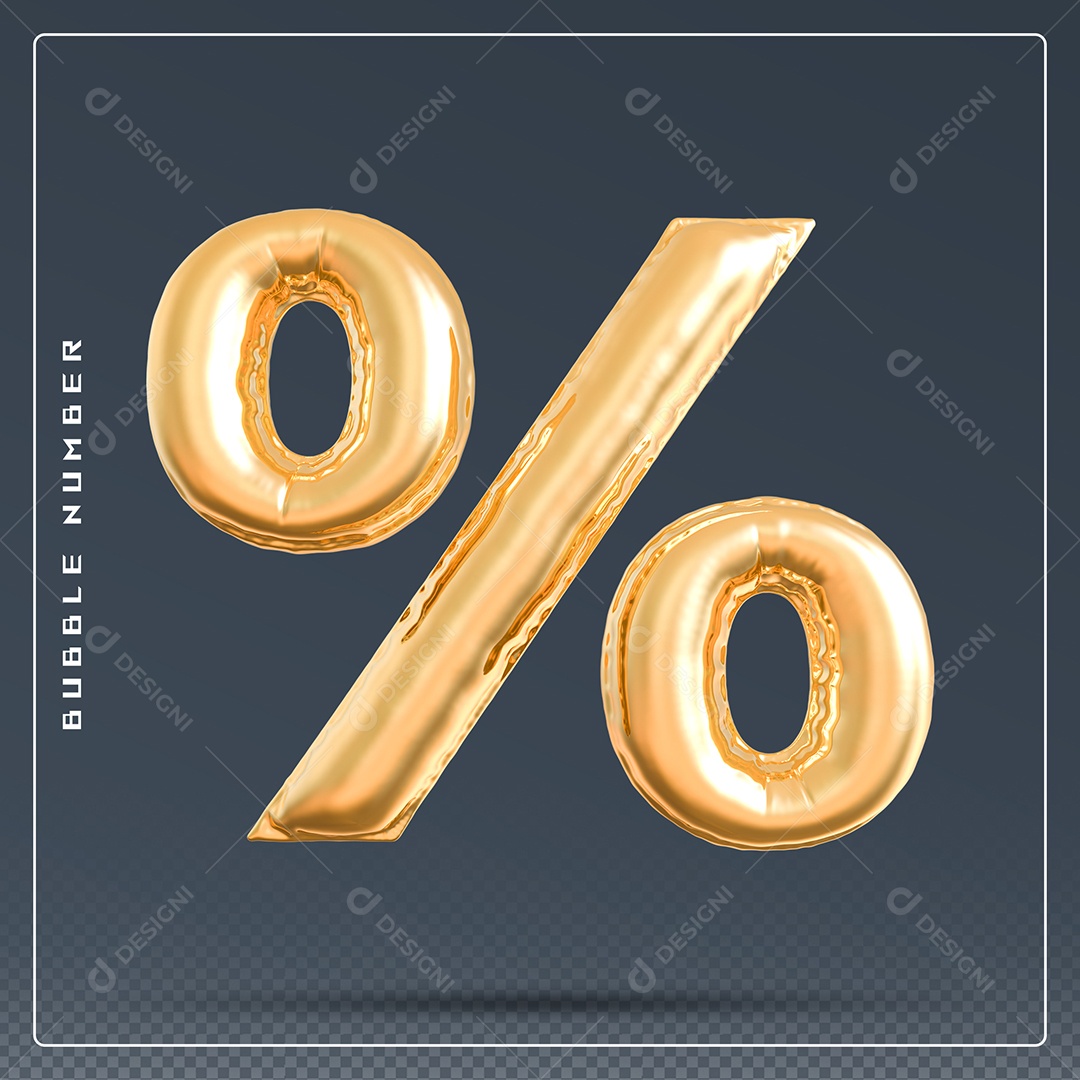 Elemento 3D % Símbolo De Porcentagem Dourado Para Composição PSD