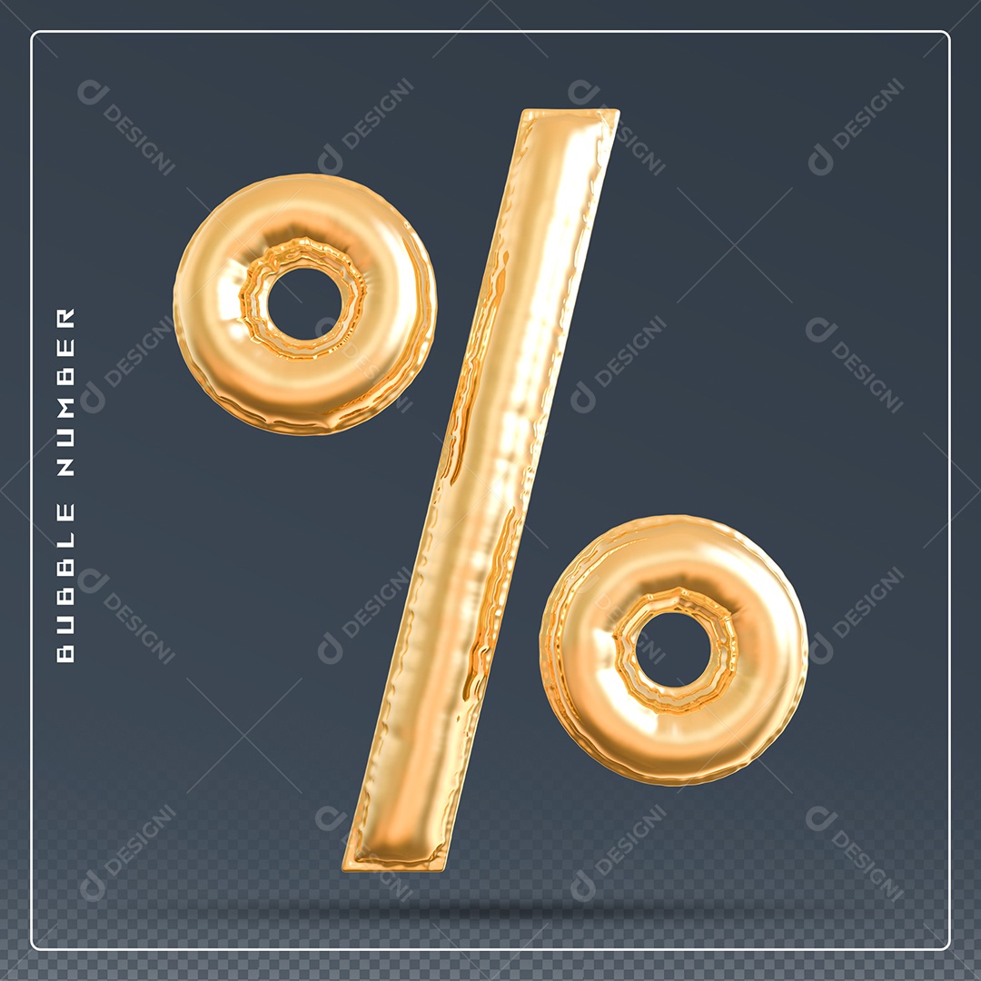 Elemento 3D % Símbolo De Porcentagem Dourado Para Composição PSD