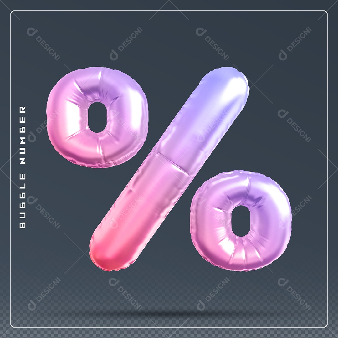 Elemento 3D % Símbolo De Porcentagem Colorido Para Composição PSD