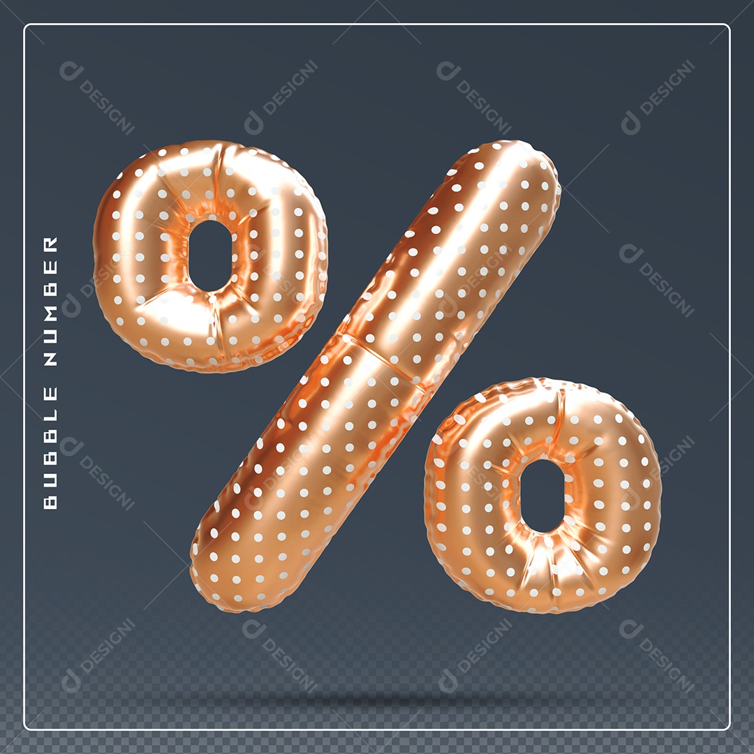 Elemento 3D % Símbolo De Porcentagem Dourado E Branco Para Composição PSD