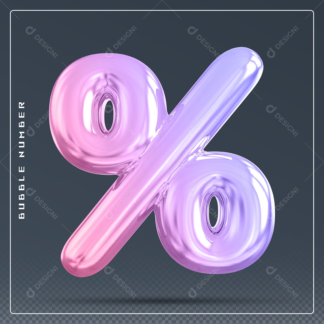 Elemento 3D % Símbolo De Porcentagem Colorido Para Composição PSD