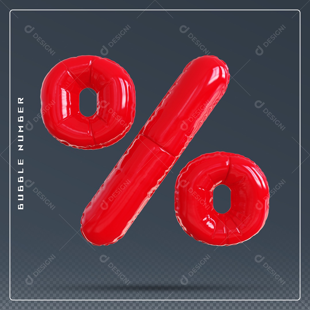 Elemento 3D % Símbolo De Porcentagem Vermelho Para Composição PSD