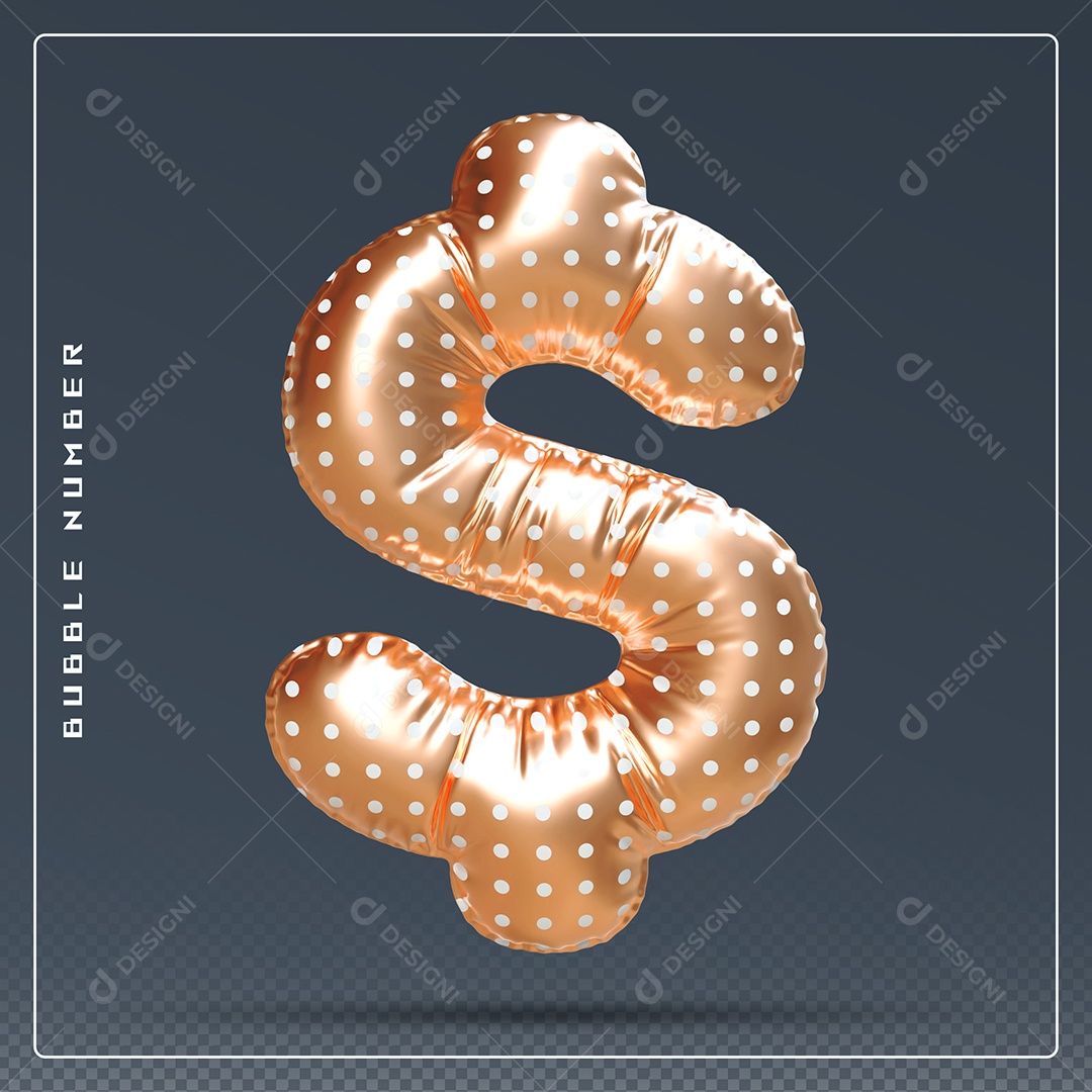 Elemento 3D Cifrão $ Dourado E Branco para Composição PSD