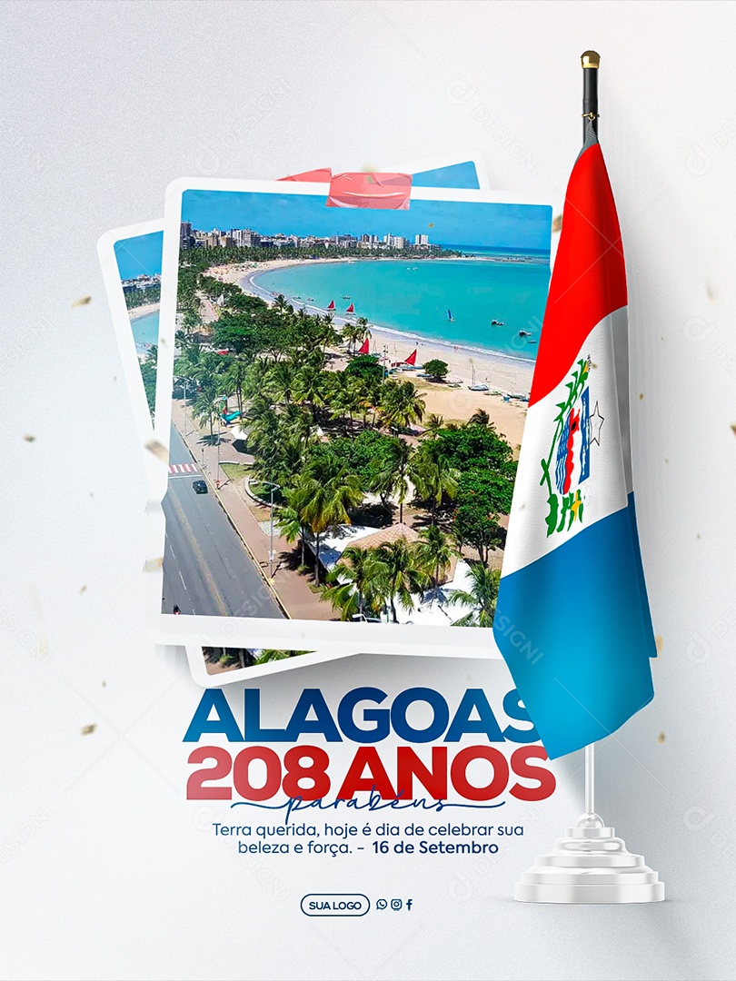Aniversario Parabéns Alagoas 16 de Setembro Social Media PSD Editável