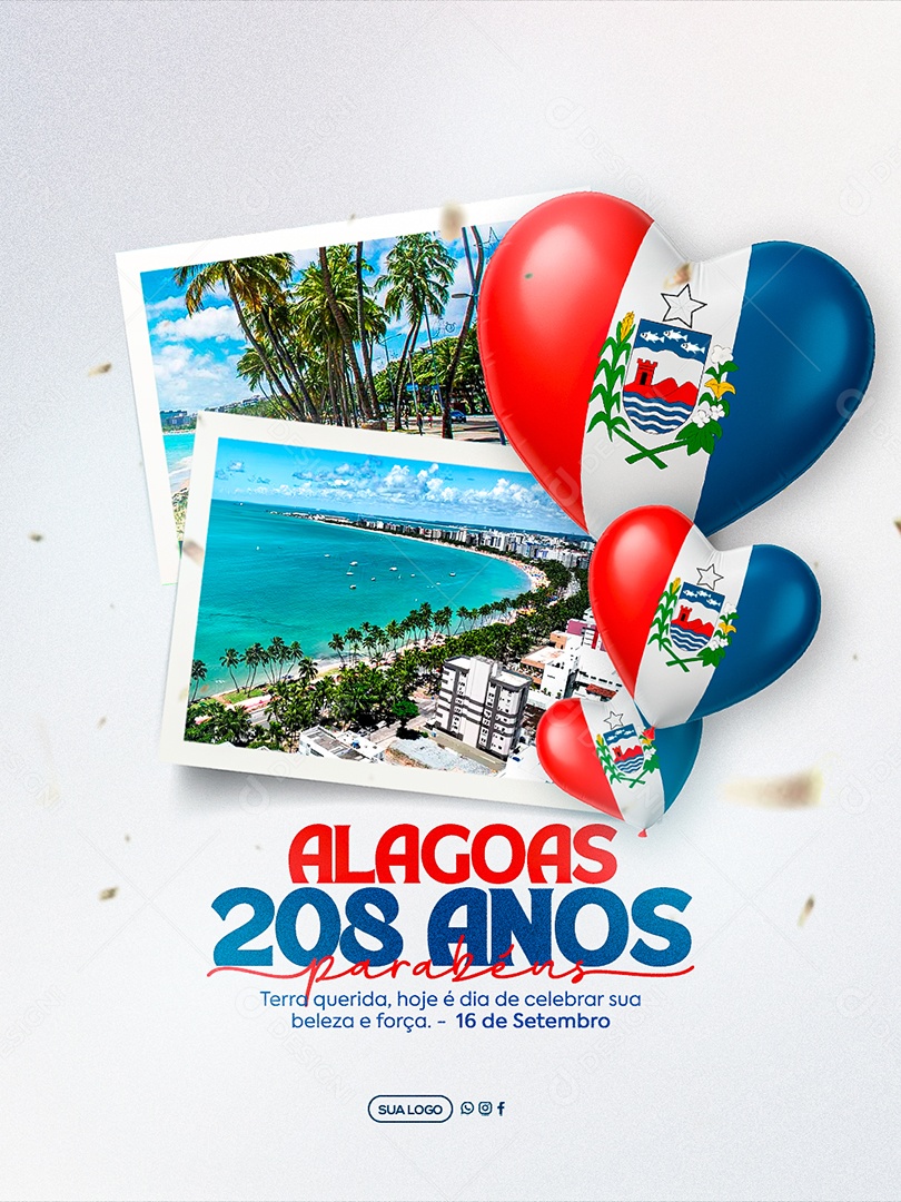 Aniversario Parabéns Alagoas 16 de Setembro Social Media PSD Editável
