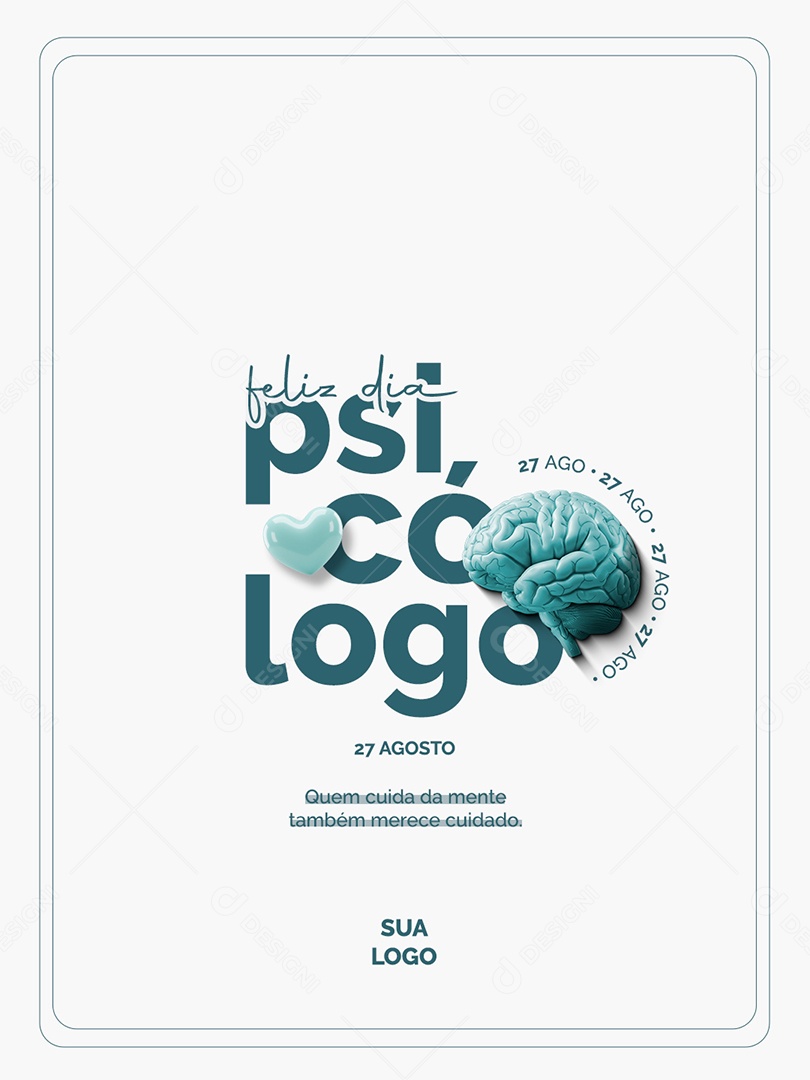 Dia Do Psicólogo 25 de Agosto Parabéns Social Media PSD Editável
